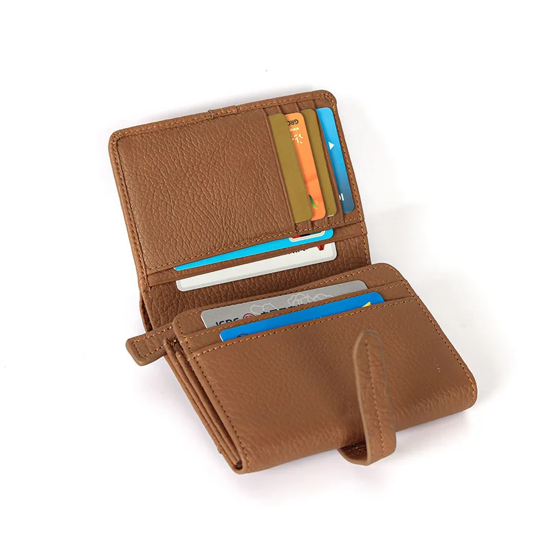 Western Lychee Pattern Cowhide Leather Coin Women Wallet Multi-function Large Capacity Purse for Ladies