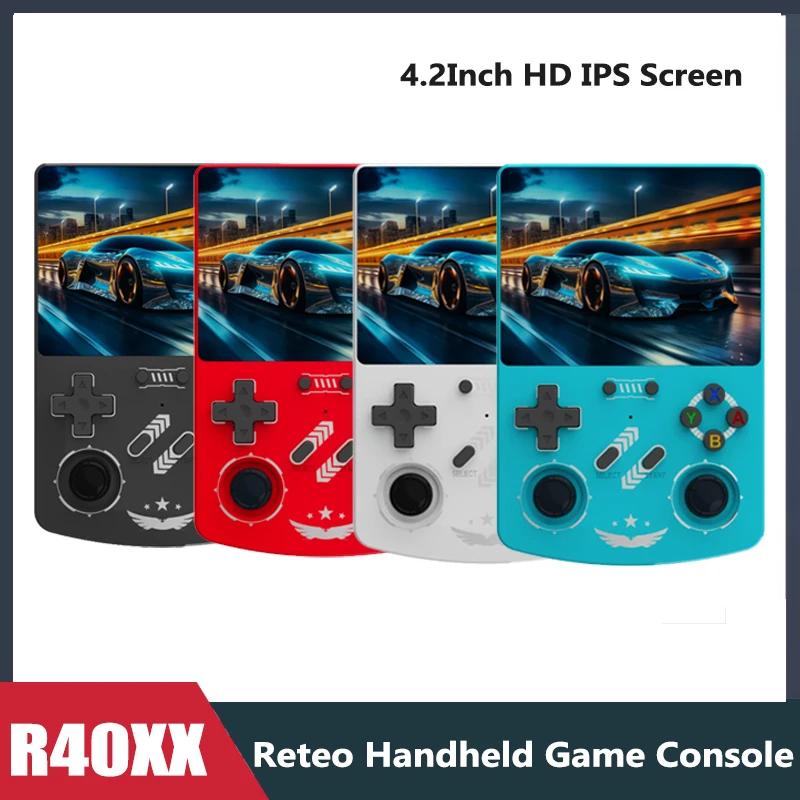 

R40XX Retro Handheld Game Console, 4.2Inch IPS Screen, Open-source Linux System, 64GB Portable Gaming Device with Built-in Games