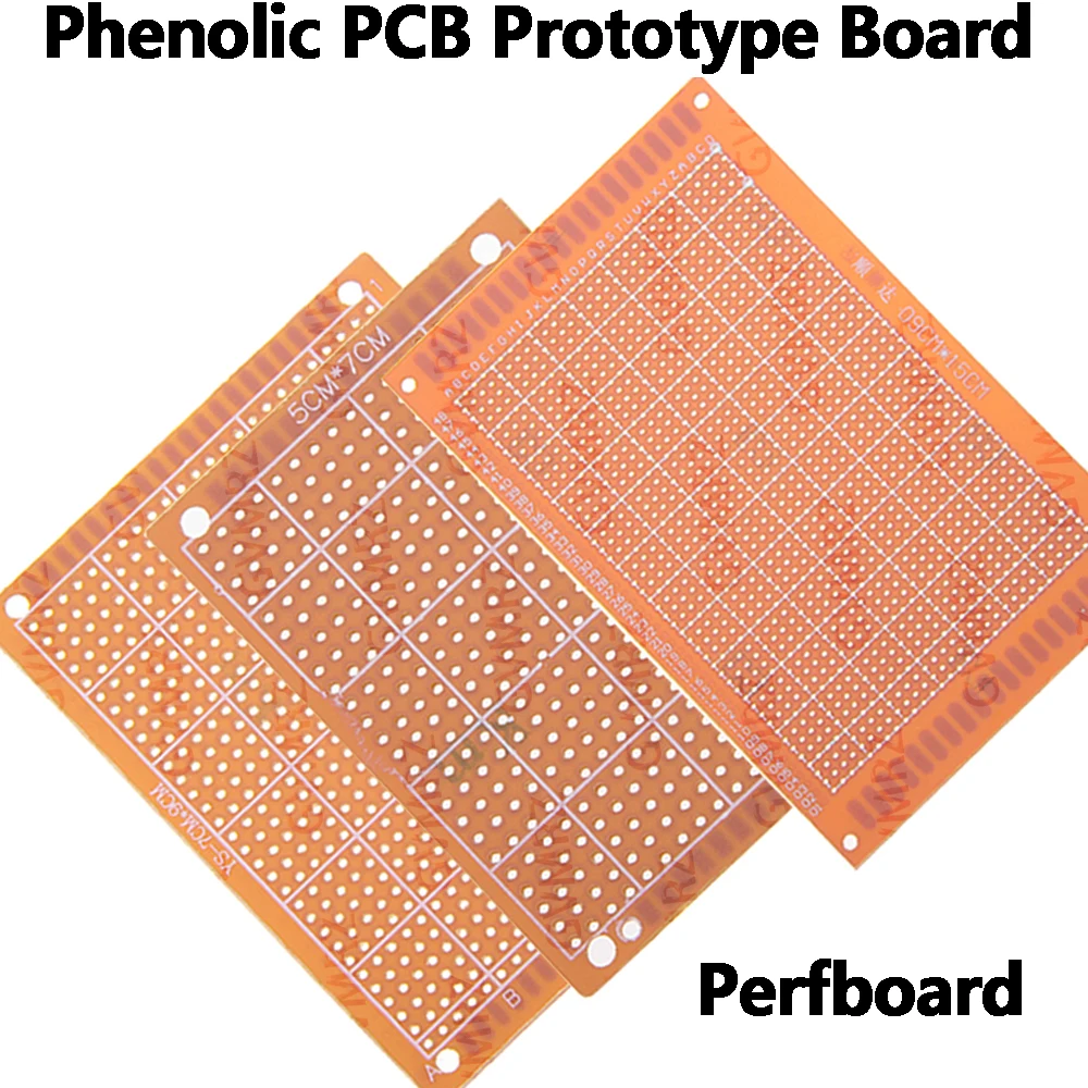 7X9/5X7/9X15 Phenolic PCB Prototype Board Universal Through Hole Perfboard for DIY Electronic Projects 7x9CM/5x7CM/9x15CM