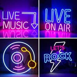 Live Music LED Neon Light Signs Party Bar Studio Atmosphere Light Glowing Signs Studio LED Light DJ Wall Decor Neon Night Lights