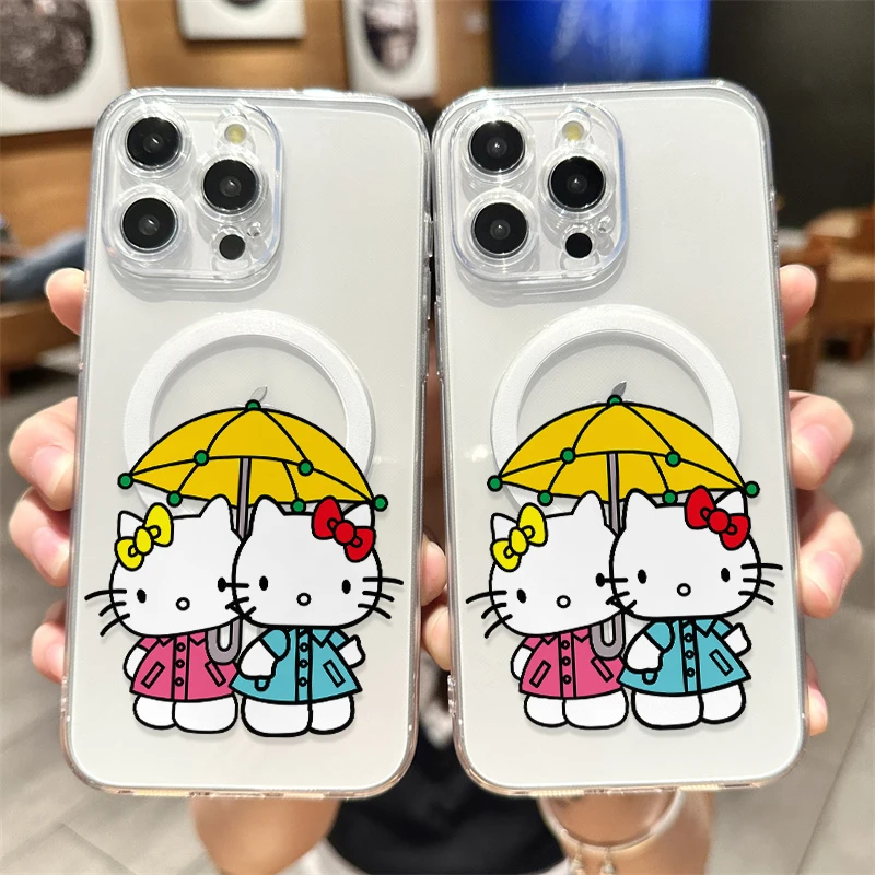 Чехол Sanrio Hello Kitty с Magsafe для Samsung Galaxy S25 Ultra S24 FE S23 S22 Plus A56 A36, магнитный жесткий чехол KT04