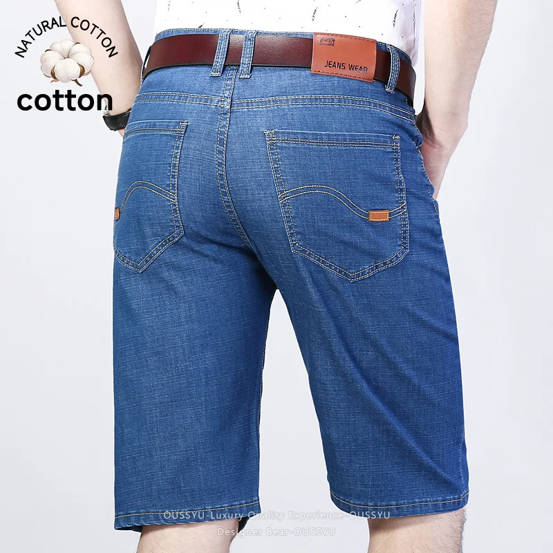 

Brand Clothing Men's Summer Ultra-thin Denim Shorts Business Baggy Straight Knee Pants Casual Bermuda Work Jorts Plus Size 40
