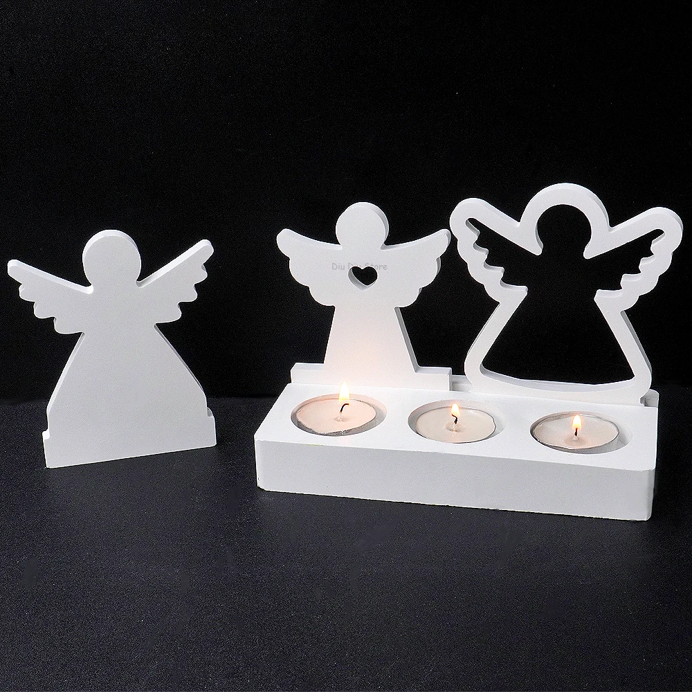 New Heart Shape Angel Silicone Mold DIY Easter Ornament Craft Making Supplies Plaster Concrete Resin Candle Holder Molds