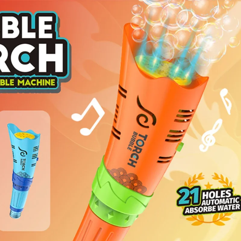 21 Löcher Elektrische Taschenlampe Handheld Blase Maschine Lichter Vollautomatische Seife Maker Blasen Kinder Spielzeug Party Im Freien Spiel Geschenke