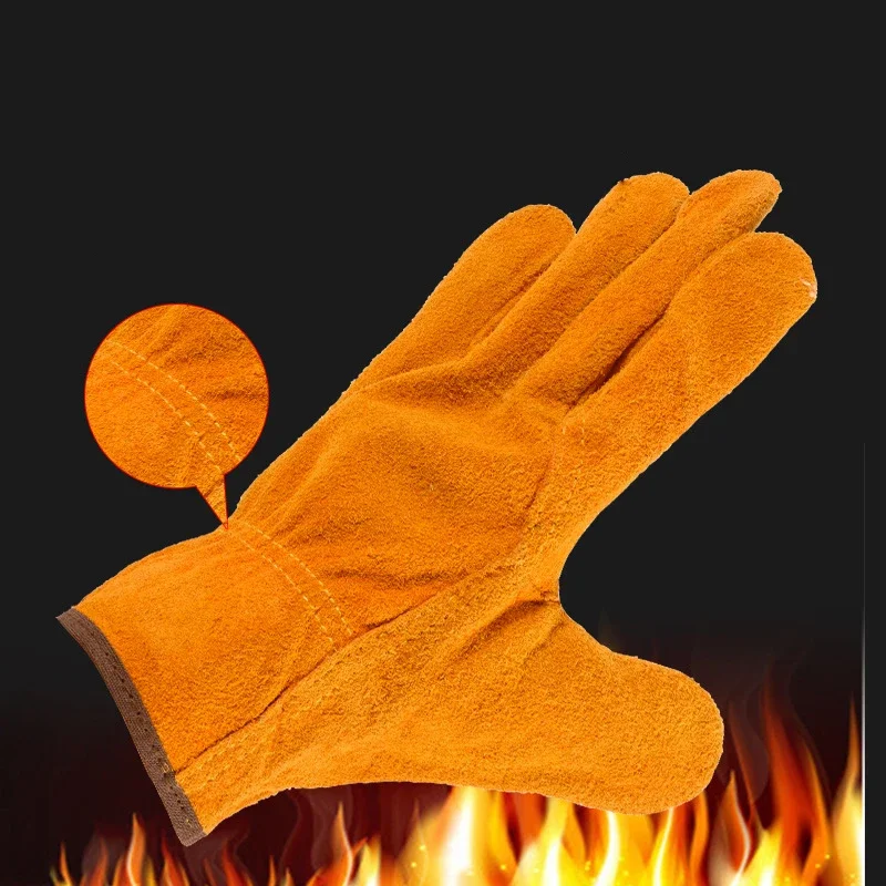 Men Work Gloves Soft Cowhide Driver Hunting Driving Farm Garden Welding Security Protection Safety Mechanic Glove