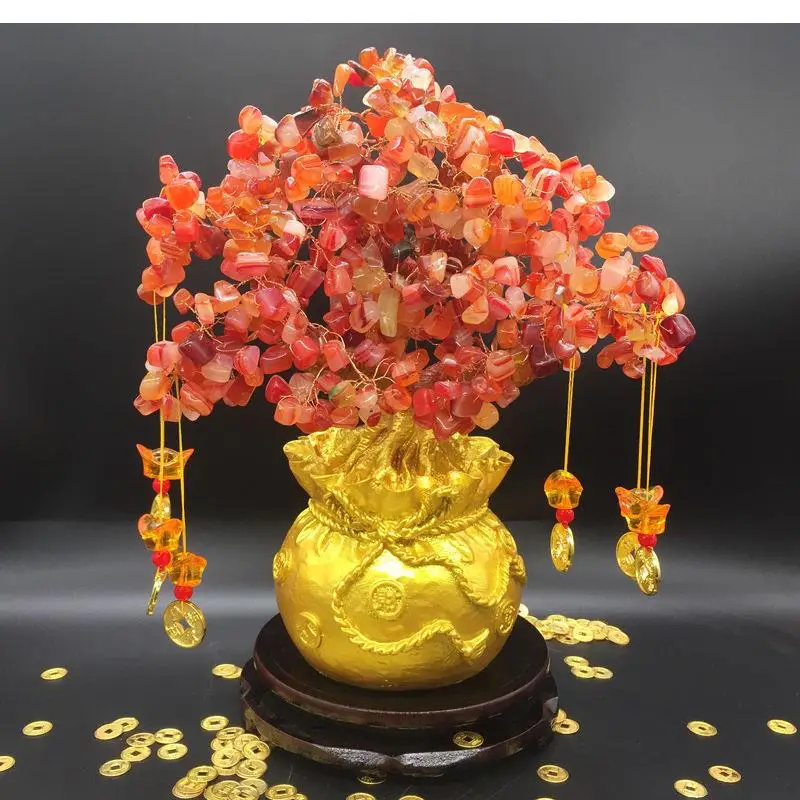 Topaz fortune tree handicraft ornaments modern living room decoration Resin purse money desk Shop opening gifts
