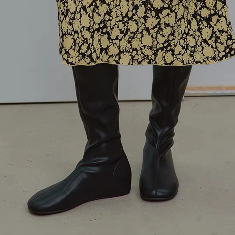 

Women's Long Boots Flats Designer Shoes Winter Dress New Fashion Woman Chelsea Boots 2025 Walking Goth Motmrcycle Botas Mujer