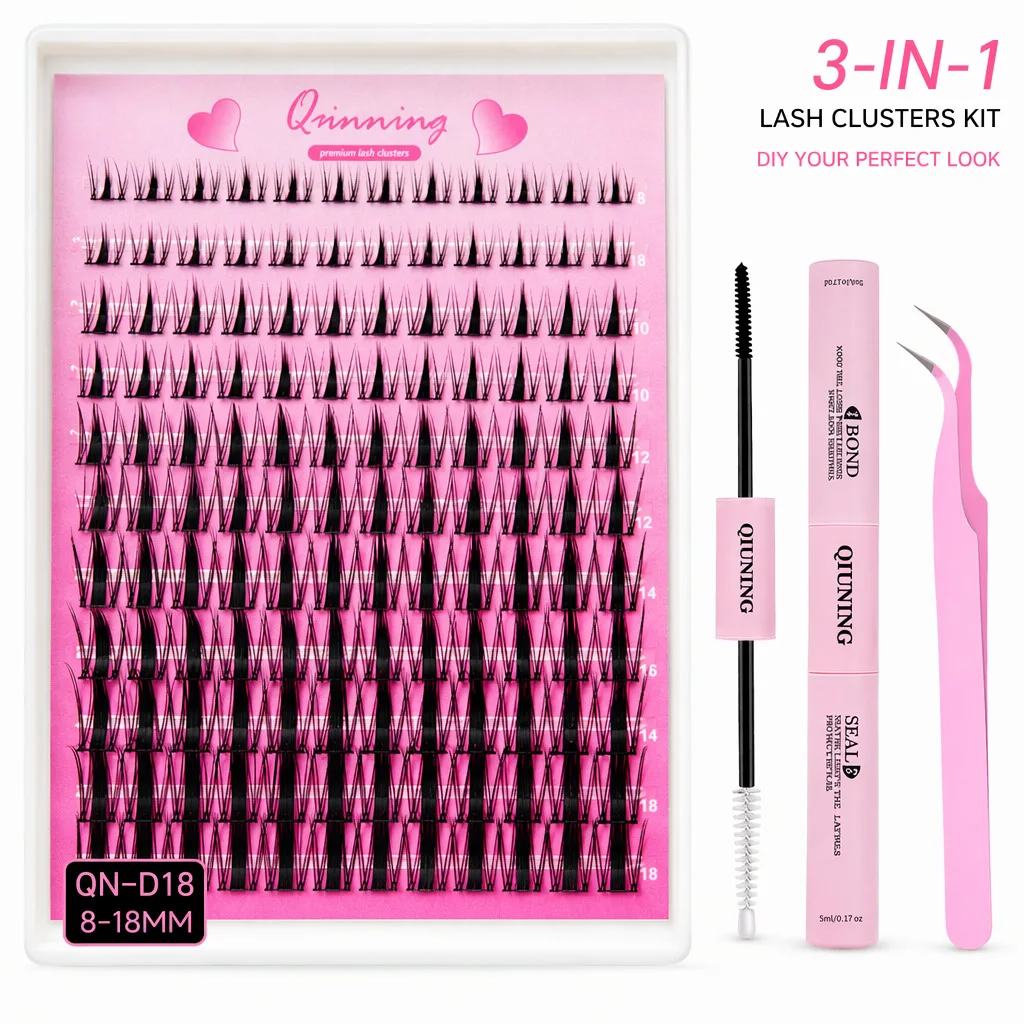 QIUNING Lash Clusters Manga Lash Clusters Kit Clear Fairy Eyelash Clusters Wet-Look Spiky Anime Lashes Individual Lashes BOND