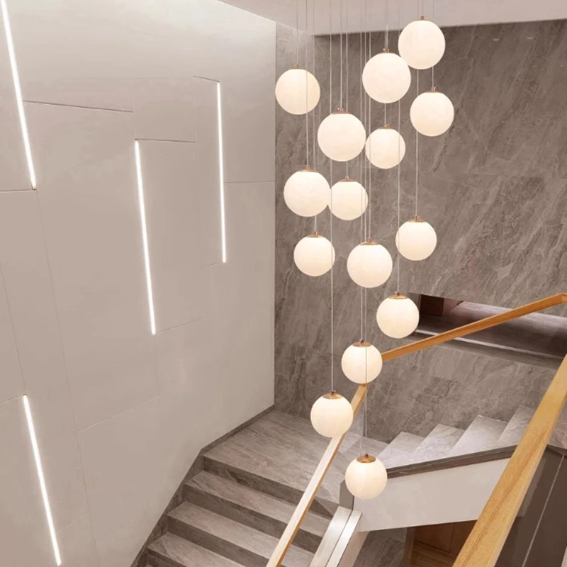 Plafonnier LED suspendu au design moderne, éclairage d'intérieur, luminaire décoratif de plafond, idéal pour un salon ou des escaliers