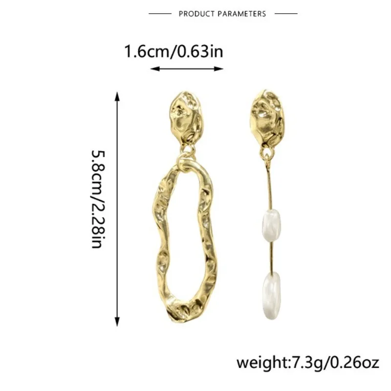 جديد غير المتماثلة قرط الاذن المرصع لؤلؤ المياه العذبة لامع مبالغ فيه طويل استرخى القرط السيدات بنات هدايا مجوهرات الأزياء الطرف #6