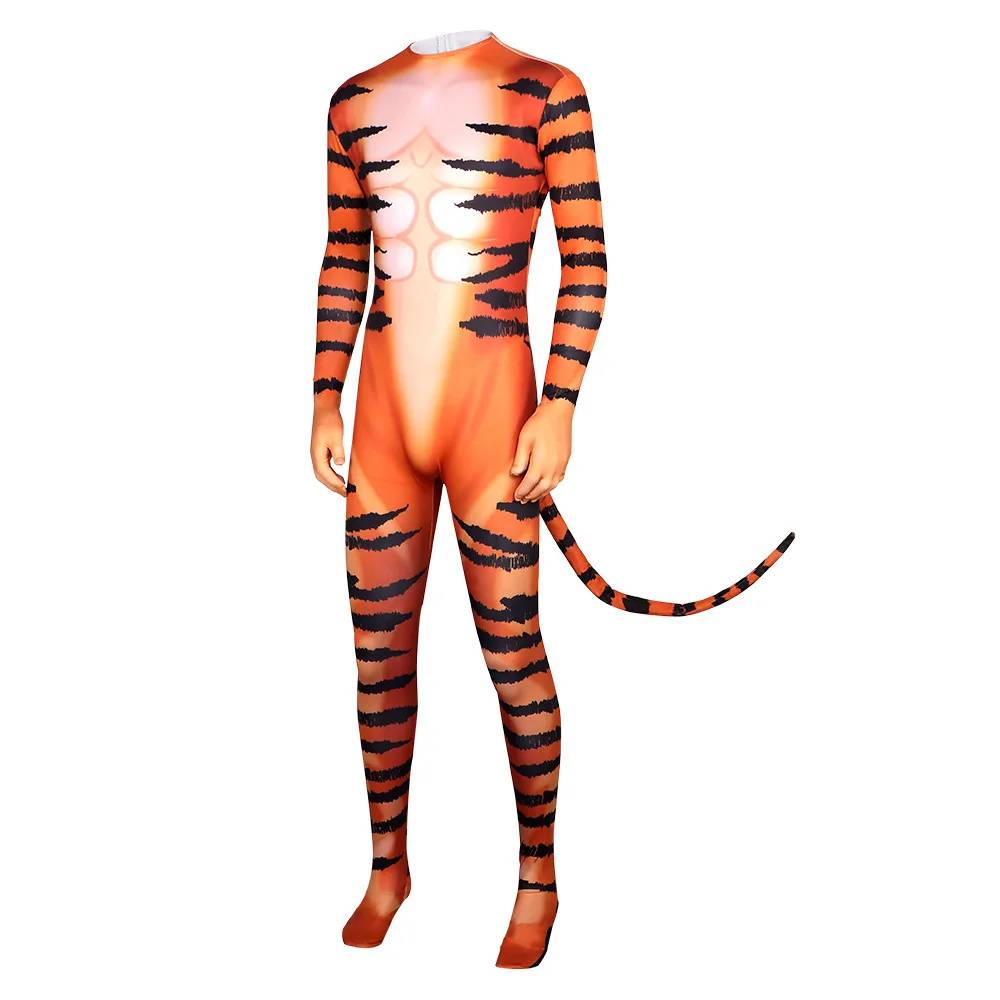 

3D Tiger Pattern Animal Costume Full Body Suit Stage Performance orm Hand And Foot Covered Cosplay Suit for Women
