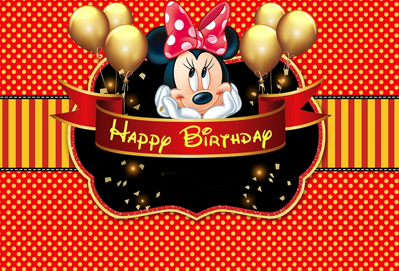 Red Disney Minnie Mouse Birthday Backdrop Wall Decorations Photozone Custom Kids Photography Background Party Backdrops