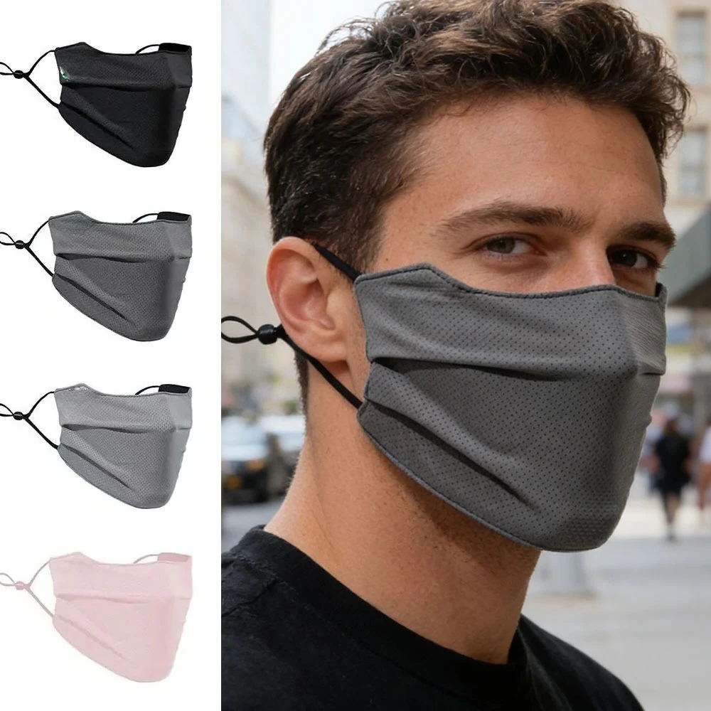 Cooling Ice Silk Sun Protection Face Cover Breathable UV Shield Washable Reusable Mask Men Women Cycling Running Outdoor