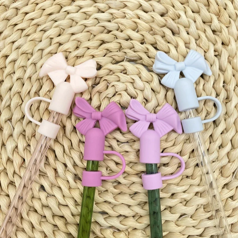 Bow Straw Cap Covers Toppers Silicone Accessories For Stanley Cups 30&40 Oz Tumbler And With 1pc Protective Boot