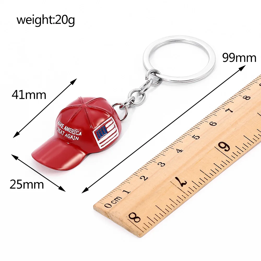 20Pcs Make America Great Again Hat Donald Trump Keychain Fashion Creative Mini Red Republican Hat Cap Jewelry Man Women Gift