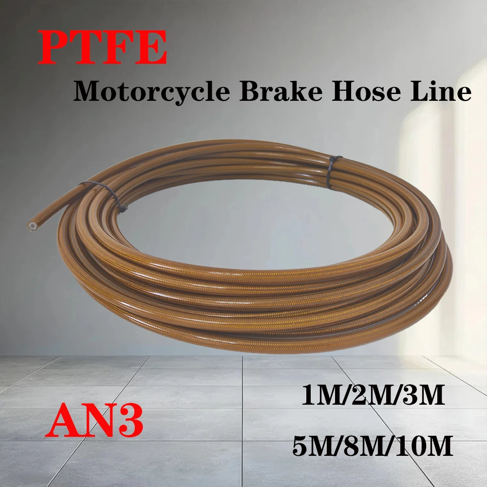 Golden AN3 PTFE Stainless Steel Braid PU Motorcycle Braided Oil Pipe Line Pipe Motorcycle Universal Racing Hydraulic Brake Hose