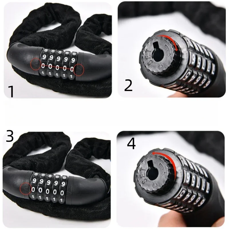 Universal Combination Chain Lock for Motorcycle Electric Car Bicycle for Mountain Bike Road Bike Portable Anti Theft Protection image 2