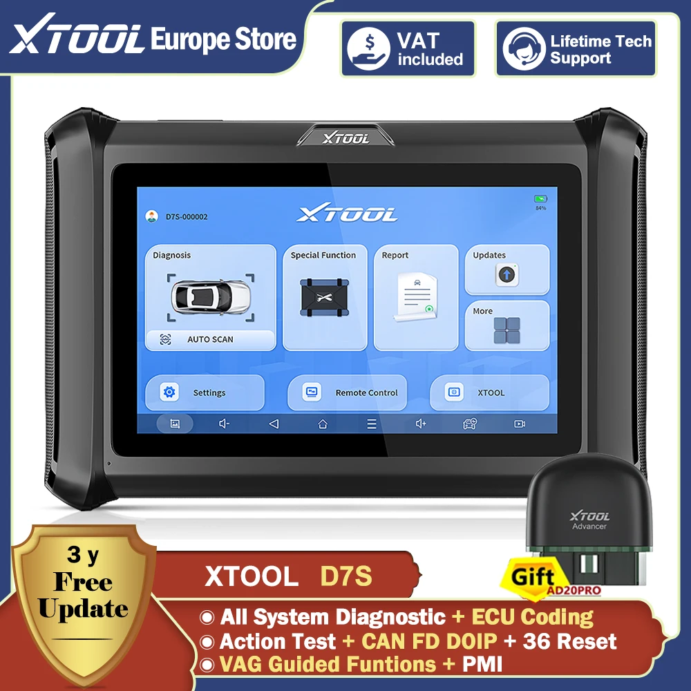 XTOOL D7S Automotive Diagnostic Tools ECU Coding OBD2 Bdirectional Control Scanner Key Programmer 36+ Reset Built in CANFD DOIP