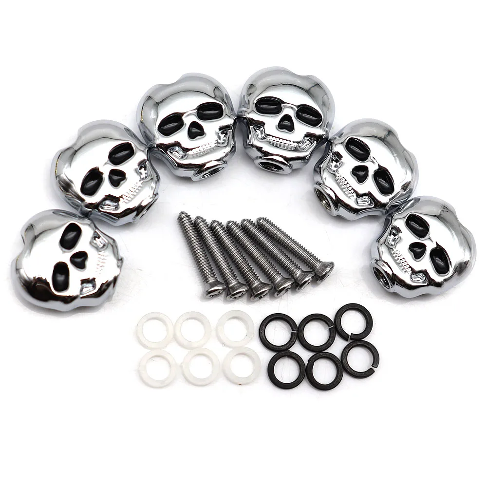 6 Stück Gitarren-Knopfgriffe in Totenkopfform aus Metall für Folk-, E- und Akustikgitarren – Detail 12