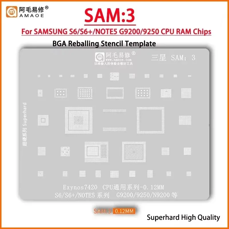 AMAOE SAM1-20 BGA-Schablone zum Reballen für SAMSUNG S7/S7/S6/S8/S9/S10/S20/S21/S22 Ultra Note 10/9/8/6/5 A10 A20 A30 A40 A50 A60 A70 – Detail 4