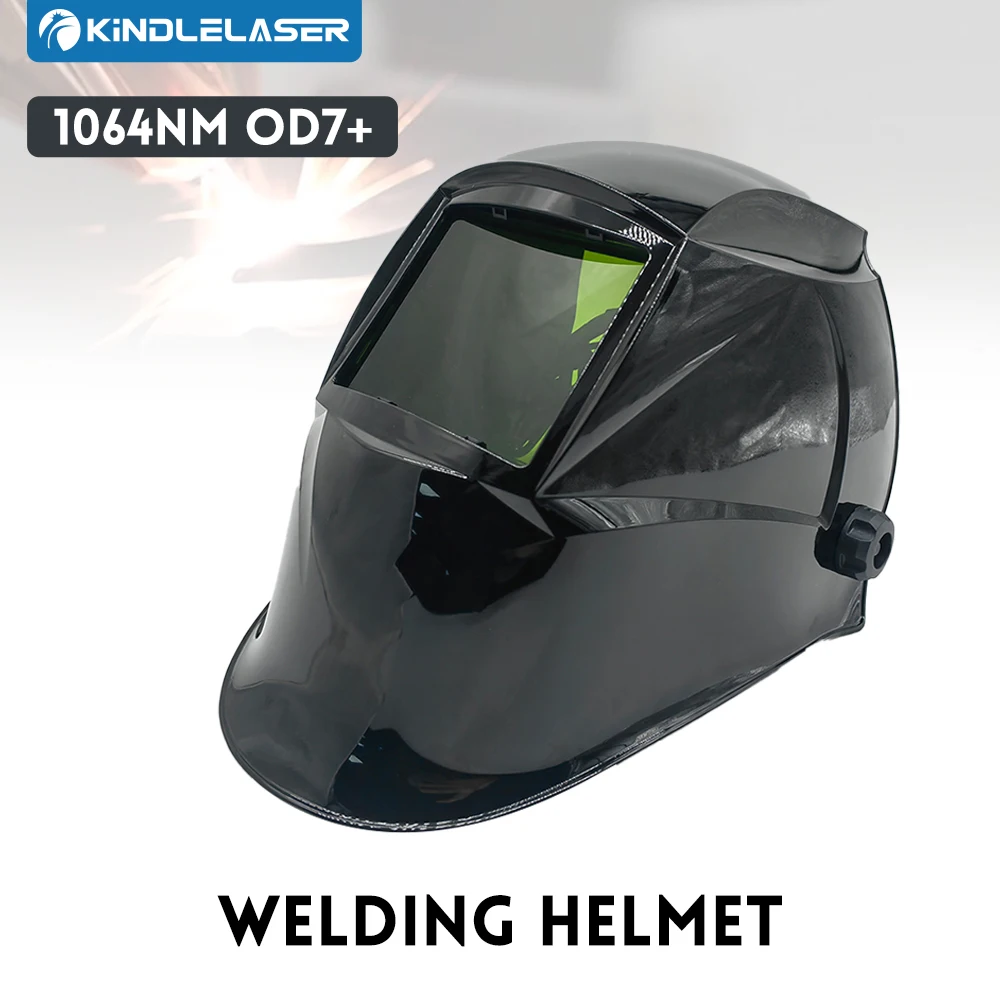 KINDLELASER 90*110mm Laser Safety Helmet VLT 34% Welding Helmet OD7+ 900-1100nm Soldering Mask for Fiber Laser Marking Cutting