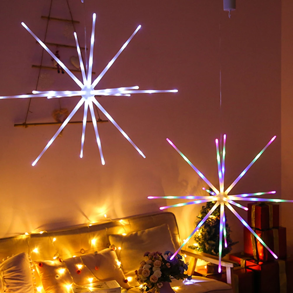 ABS Firework Lamp Plastic LED 2 AA Batteries White Button Remote Control 8 Modes Hanging Decorative Lights for Party Wedding