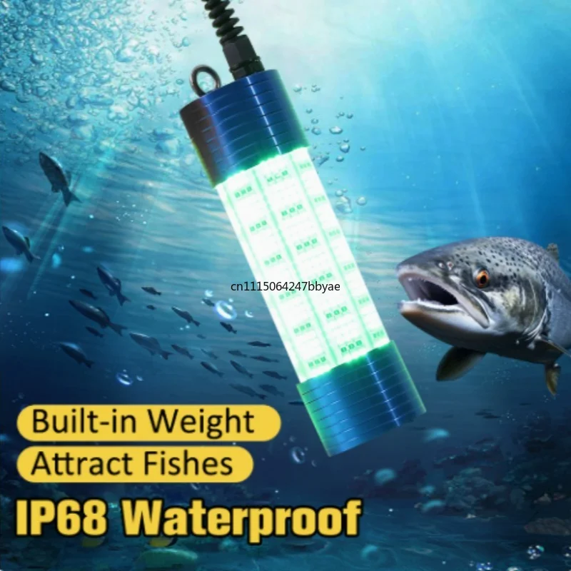 For DC12V 150W High‑Power Submersible LED Fishing Light Green White Underwater Fish Attractor Lamp with 7M Cable