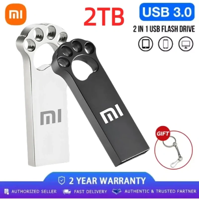 Xiaomi-Flash Drives de metal para PC, USB 3.0 Memory Stick, Pen Drive OTG de alta velocidade, Pendrive impermeável, 1TB, 512GB, 256GB, 2TB