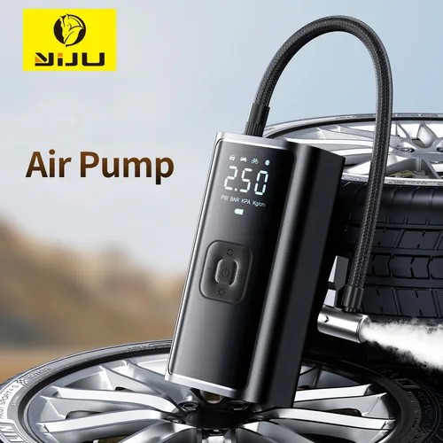 YIJU-bomba de aire portátil para coche, Inflador de neumáticos, compresor recargable, Inflador de neumáticos de coche inalámbrico Digital para bolas de bicicleta y motocicleta