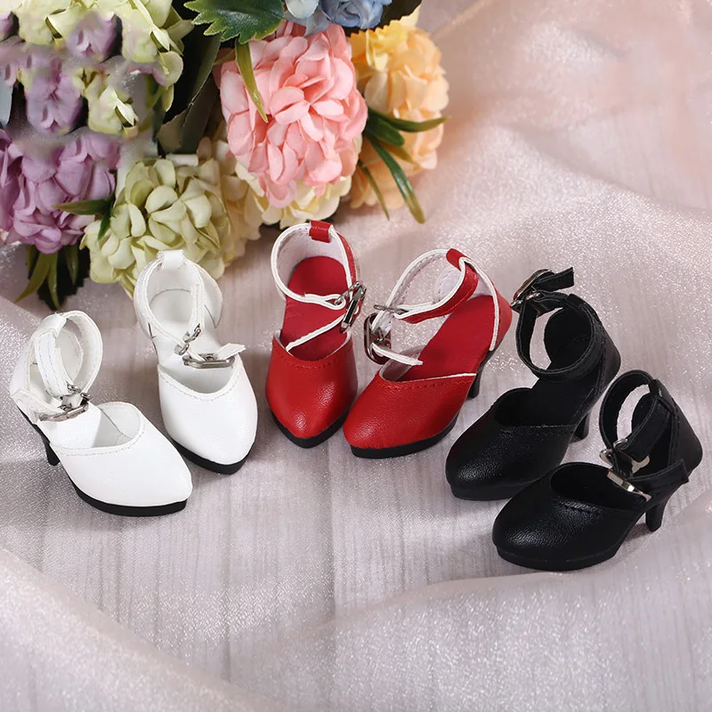 

BJD Doll shoes suitable for 1/4 size doll fashion accessories high-heeled girls black white and red Pu doll shoes（three-color）