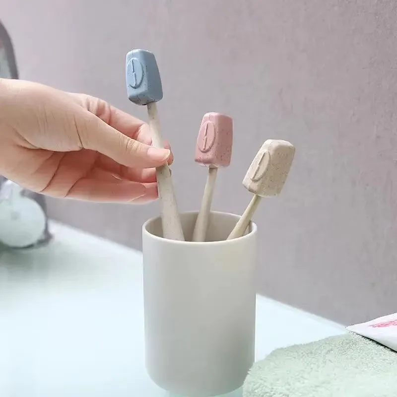 10Pcs Travel Outdoor Toothbrush Head Cover Wheat Straw Toothbrush Protection Cover Portable Toothbrush Head Storage Protection