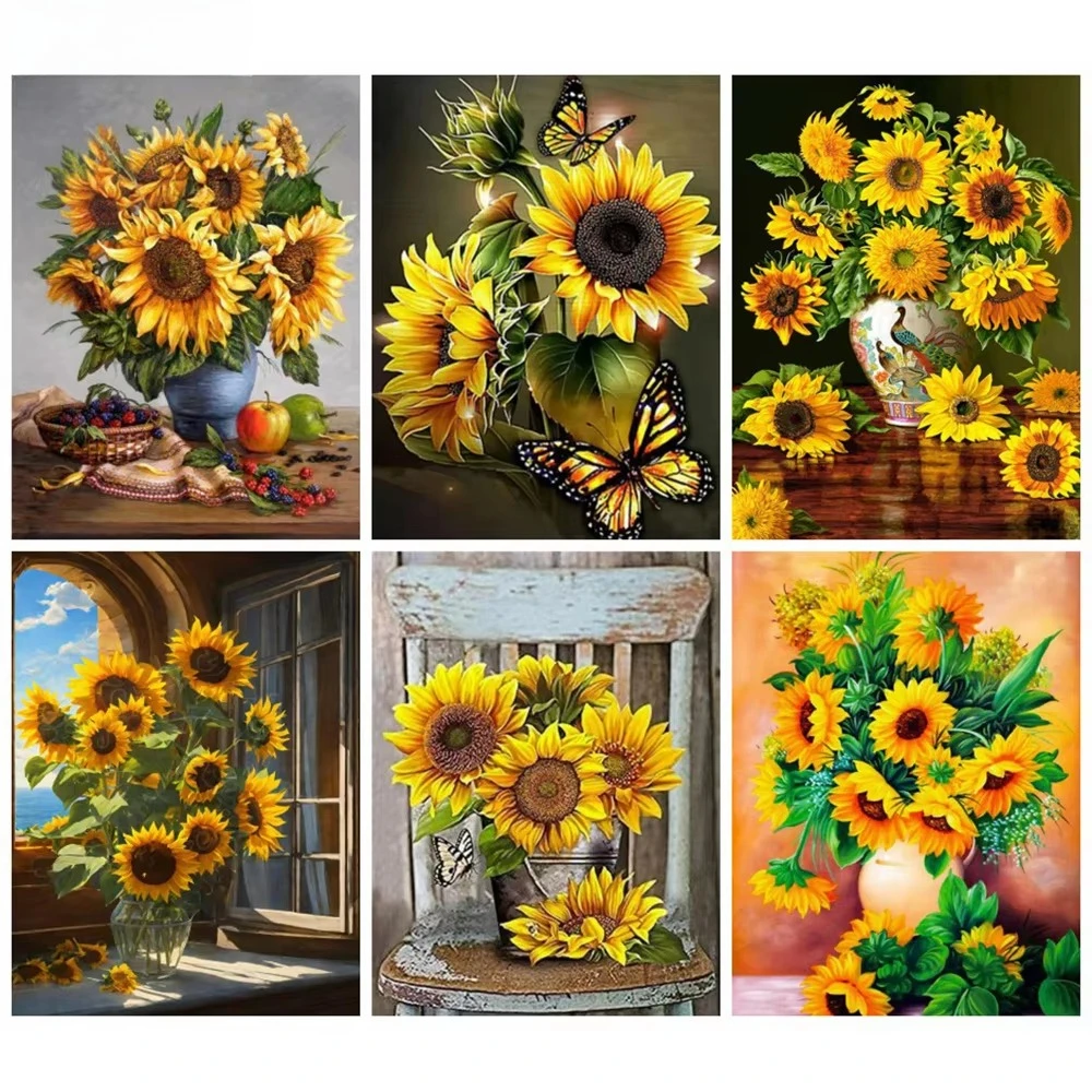 Diamantmalerei Blumen Neue Kollektion Voll-Diamant-Stickerei Sonnenblumen Kreuzstich-Set Kunstgeschenk Heimdekoration