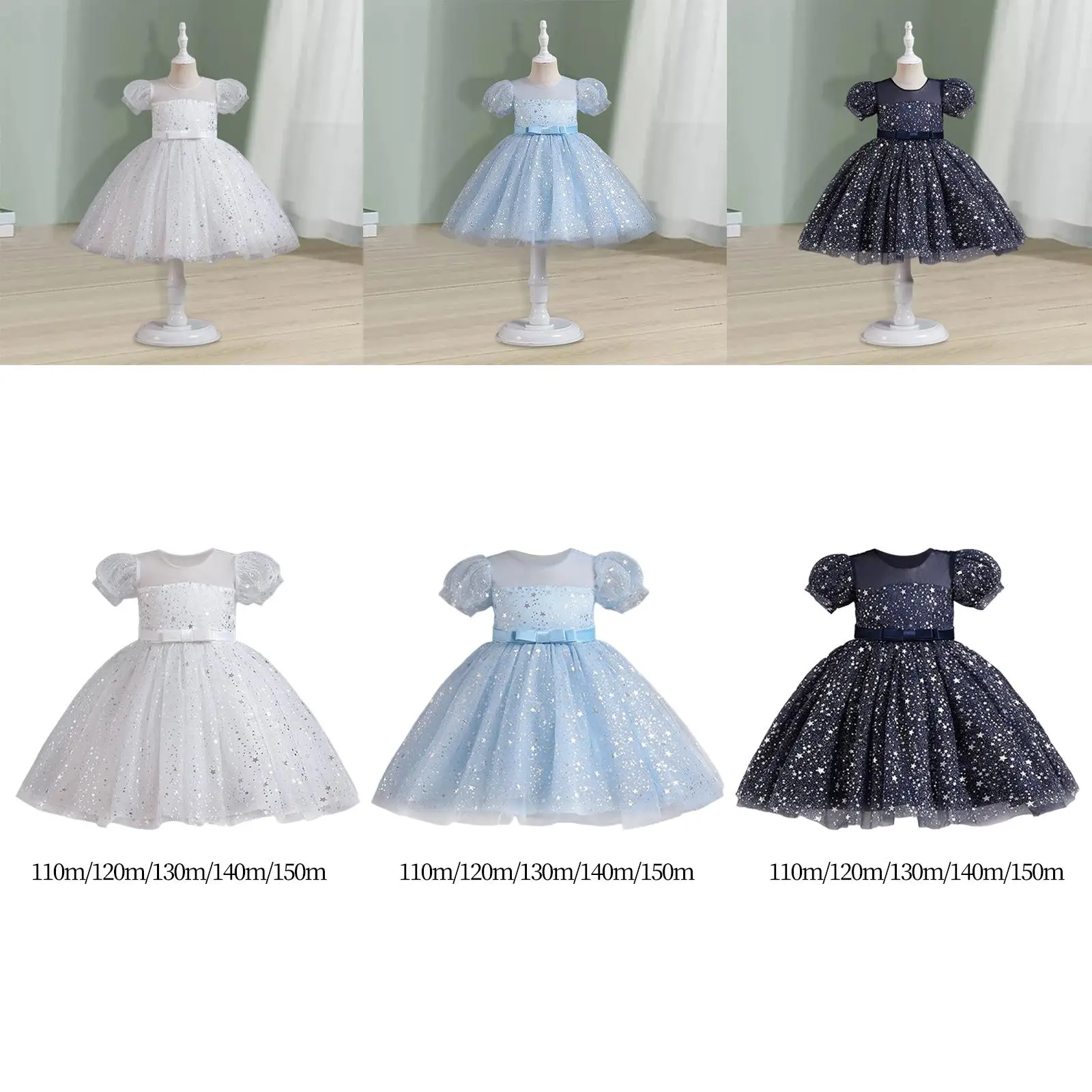 Elegant Toddlers Dress Puff Sleeve Dress Costume Accessories for Cosplay Festival Stage Performance Carnival Decor