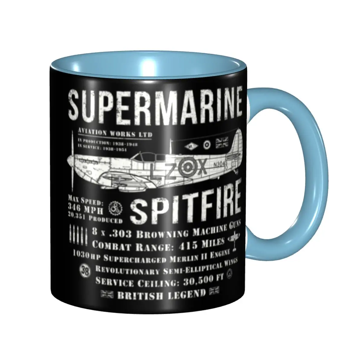 Personalized Supermarine Spitfire Mug DIY Fighter Pilot Aircraft Airplane Plane Ceramic Milk Tea Coffee Cup