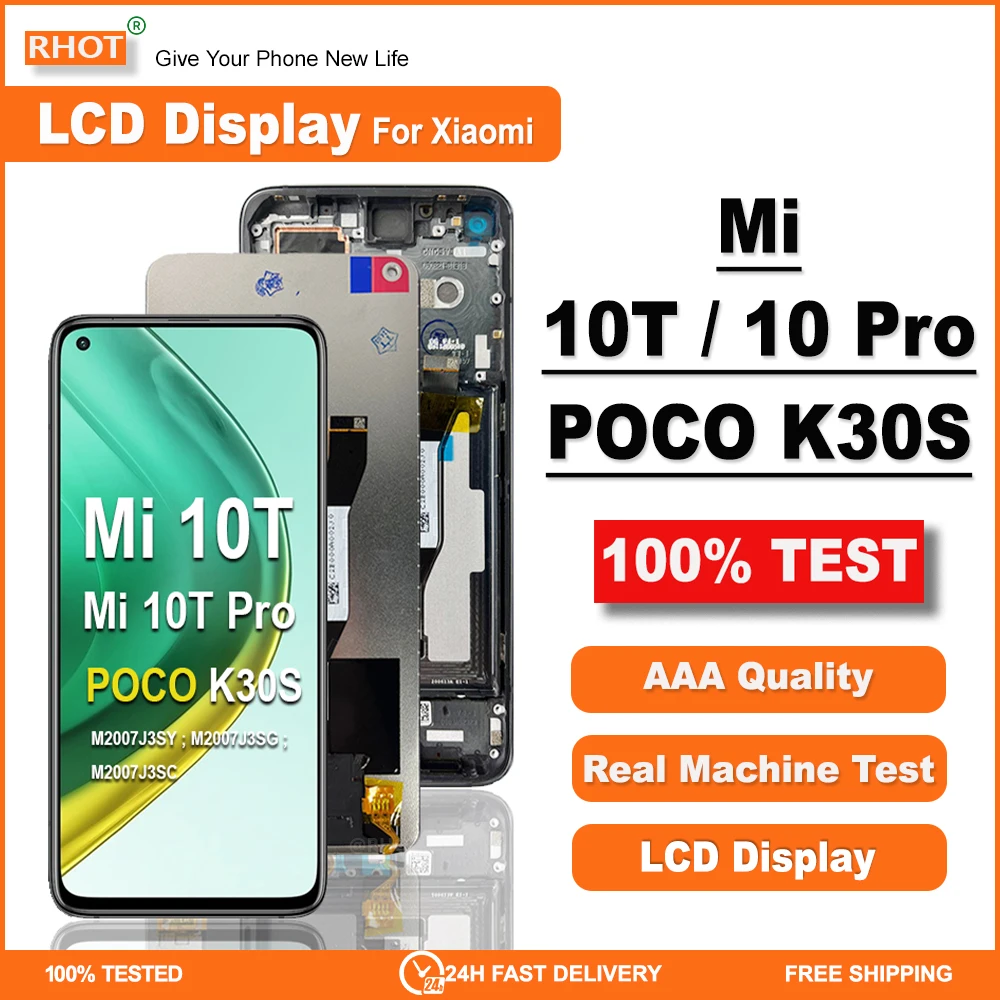 

6.21" 100% Tested LCD For XIAOMI Mi 10T LCD Mi 10T Pro LCD Touch Screen Digitizer Assembly Replaceable For POCO K30S LCD Display