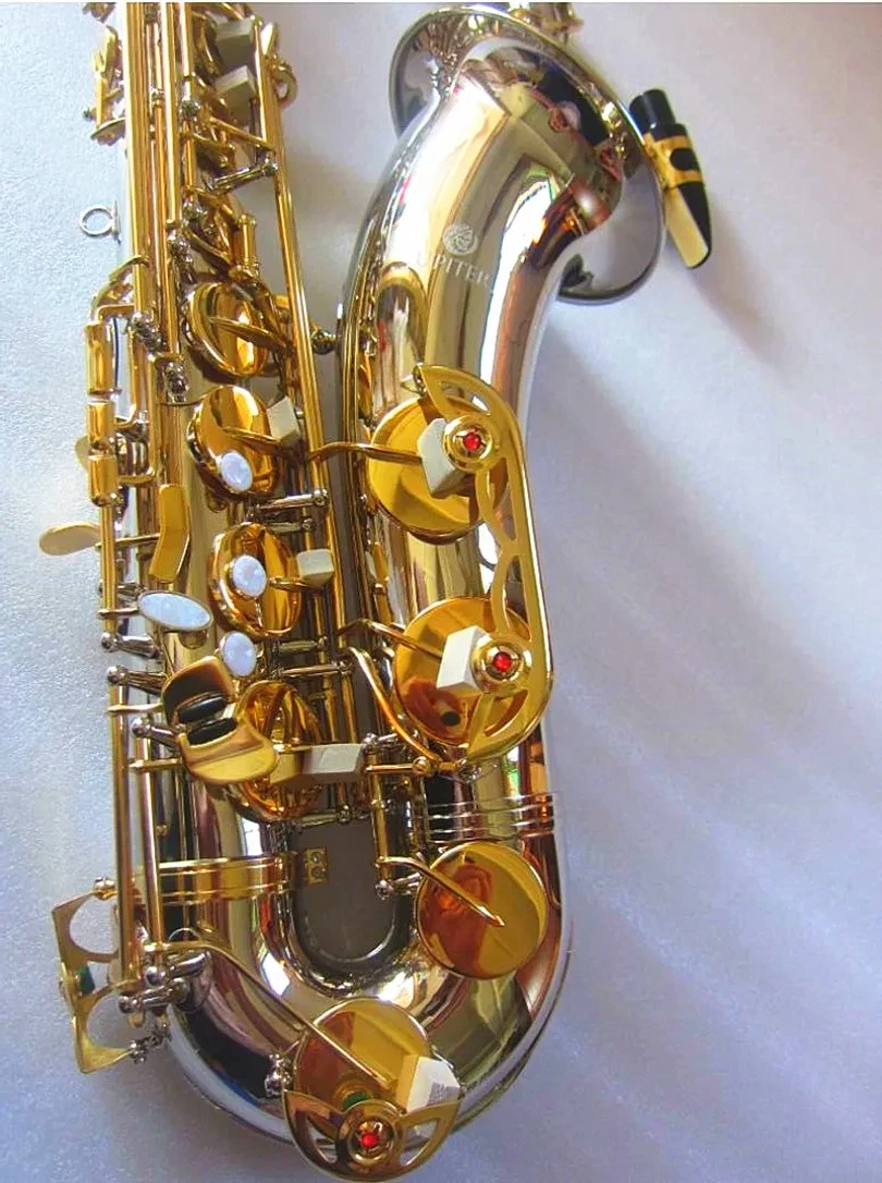 Nuevo Júpiter JTS-1100SG Bb saxofón Tenor latón plata níquel cuerpo llave dorada B instrumento de saxofón plano con estuche nuevo