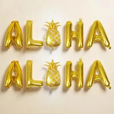 

2 set 2 Sets Balloons Aloha Banner Balloons Tropical Party Pendant Summer Party Supplies Hawaiian Baby Shower
