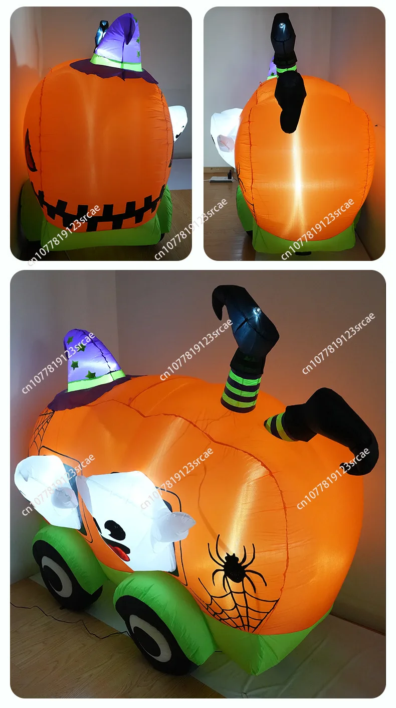 Halloween pumpkin car air model courtyard decoration atmosphere layout 1.5 meters air model LED pumpkin devil pendulum