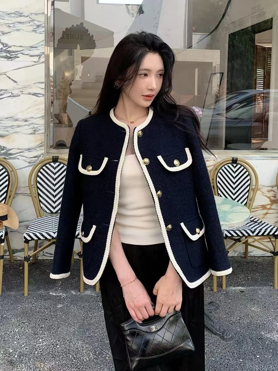 

Ele Commuter Sle Small Fraance Sle Blue Outerwear Top Women's Spring 2025 Faion Straight Cut Long Sve Buttoned