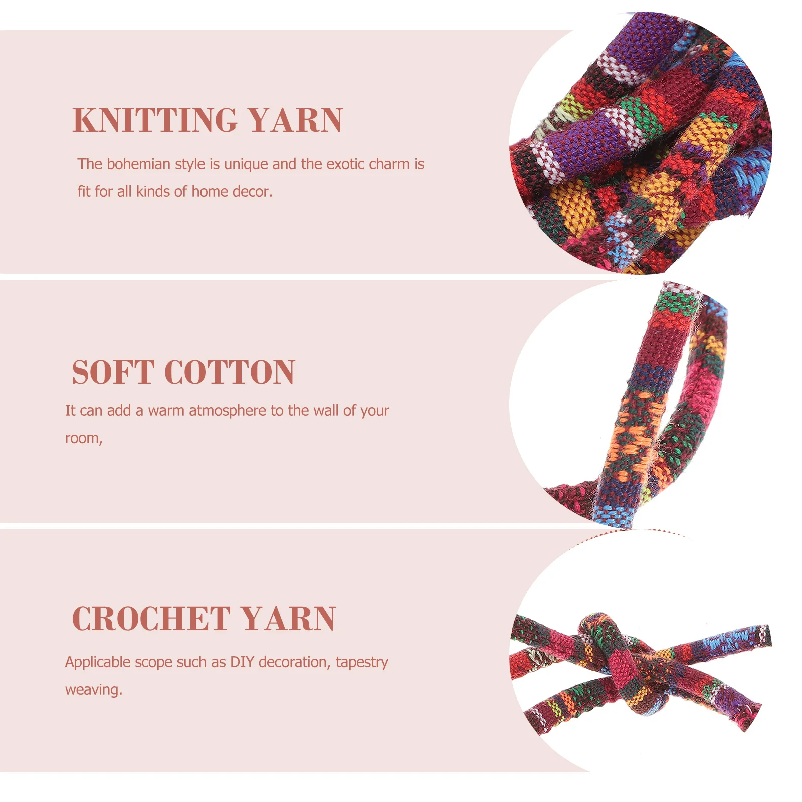 

5 Yards Core Cotton Rope Soft Texture Handmade Bohemian Style Home Room Decoration DIY Weaving Decorative Rope