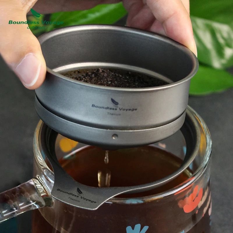 Boundless Voyage Titanium Coffee Mesh Filter Pour Over Paperless Coffee Filter Outdoor Camping Reusable Coffee Dripper Holder