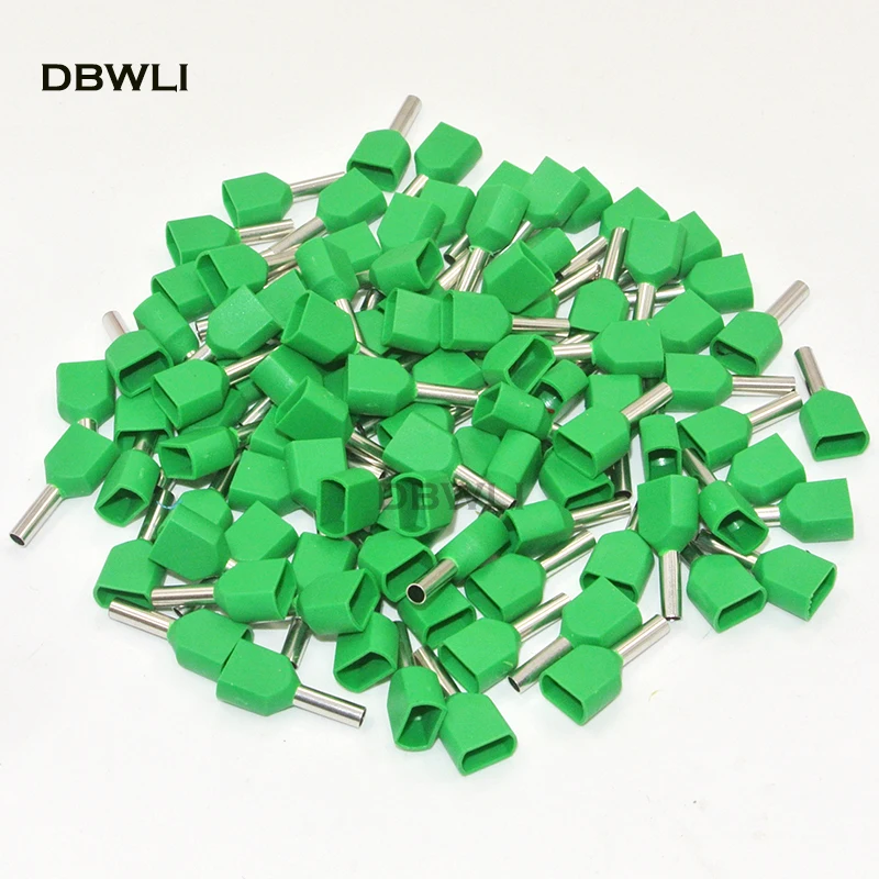 1000pcs/lot TE2508 2x2.5mm2 Bootlace cooper Ferrules kit set Wire Copper Crimp Connector Insulated Cord Twin Pin End Terminal