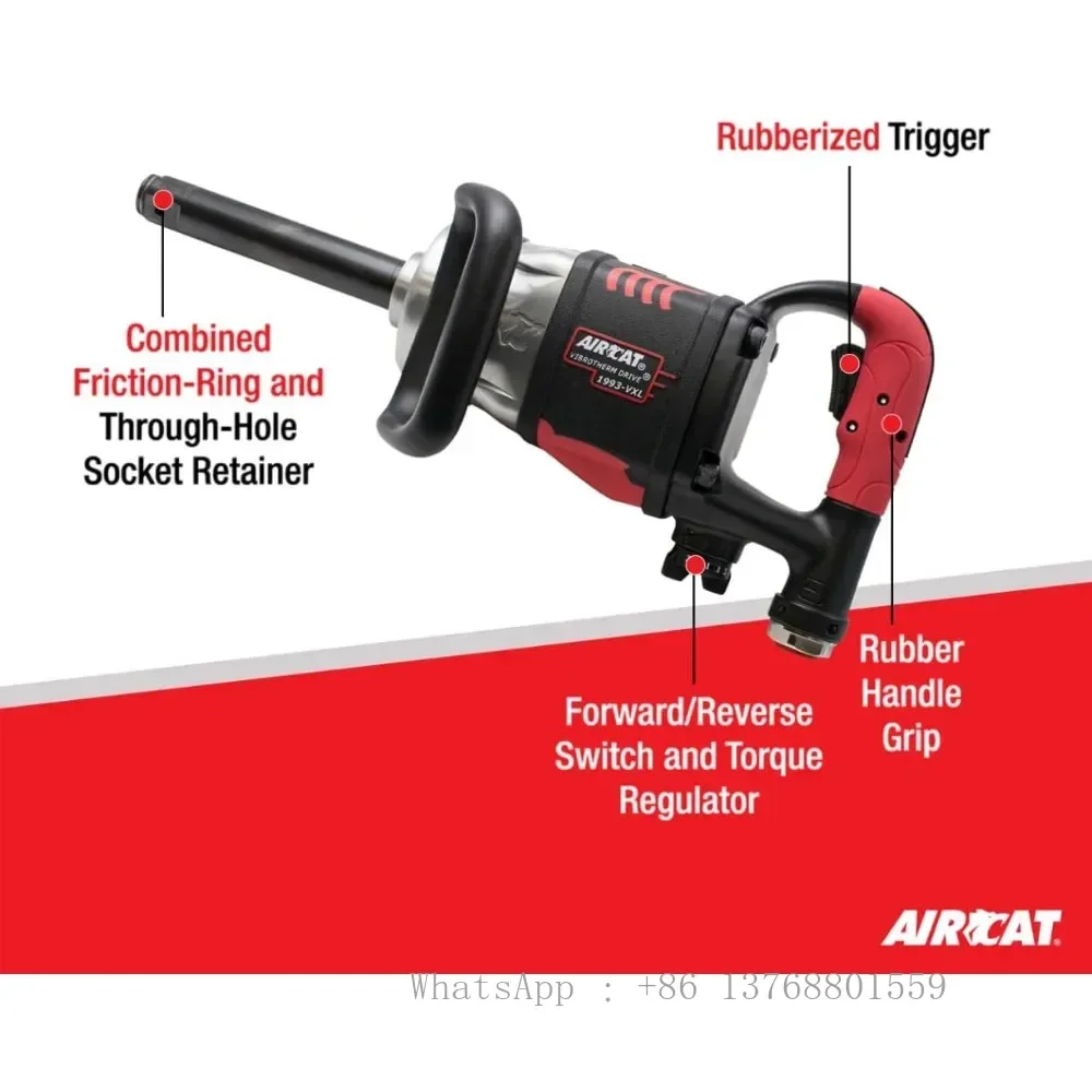 AIRCAT Pneumatic Tools 1993-VXL: 7-Inch Extended Anvil, 1-Inch Vibrotherm Drive Composite Straight Impact Wrench 2,300 Ft-lbs