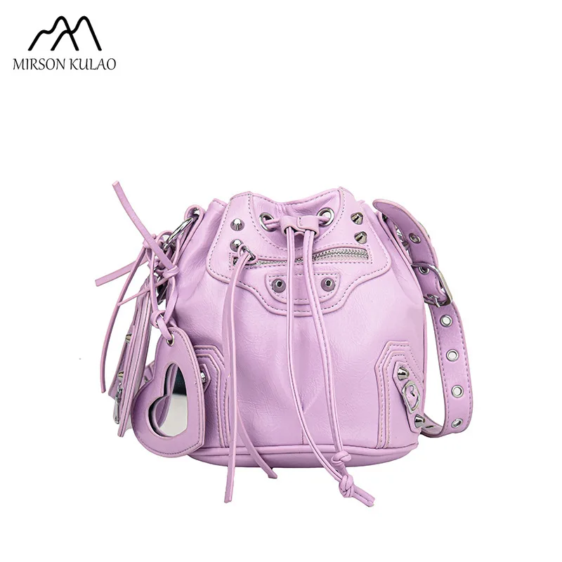 

Europe and the United States punk wind bucket bag 2024 popular new style personality 100 shoulder oblique span bag