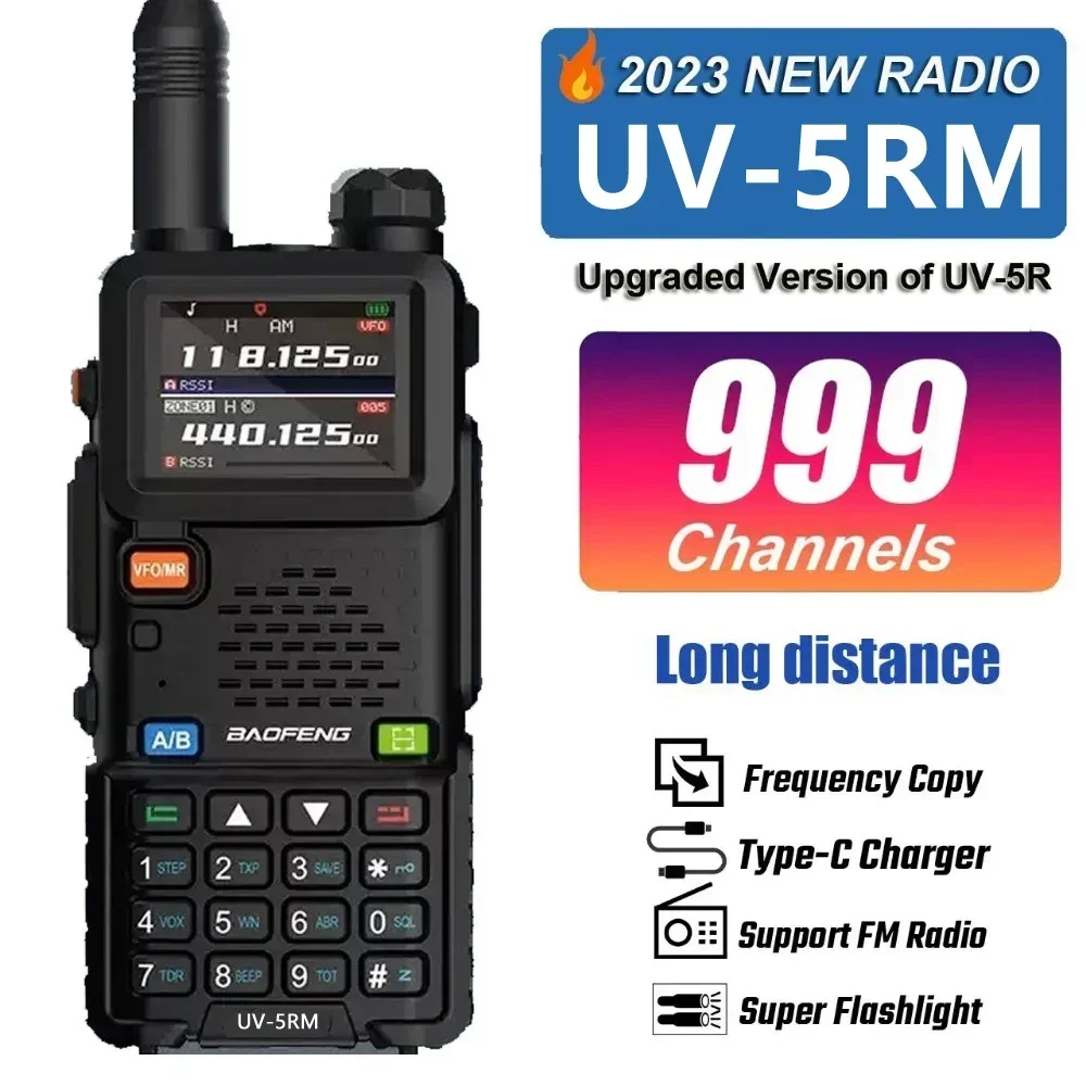 Baofeng UV 5RM Air Band Multi Band VHF UHF Walkie Talkie Long Range Ham CB Two Way Radio Frequency Search Weather Forecast FM