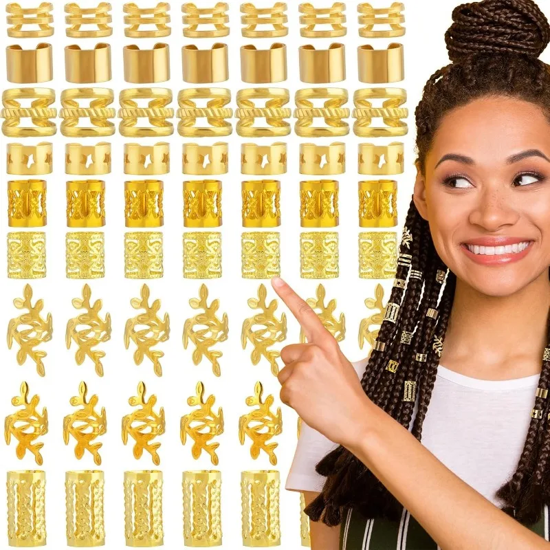 

90pcs Hollow Dreadlock Hair Ring Set Metal Braid Hair Accessories Boho Diy Hairstyle Decor Fashion for Women Daily Party Use