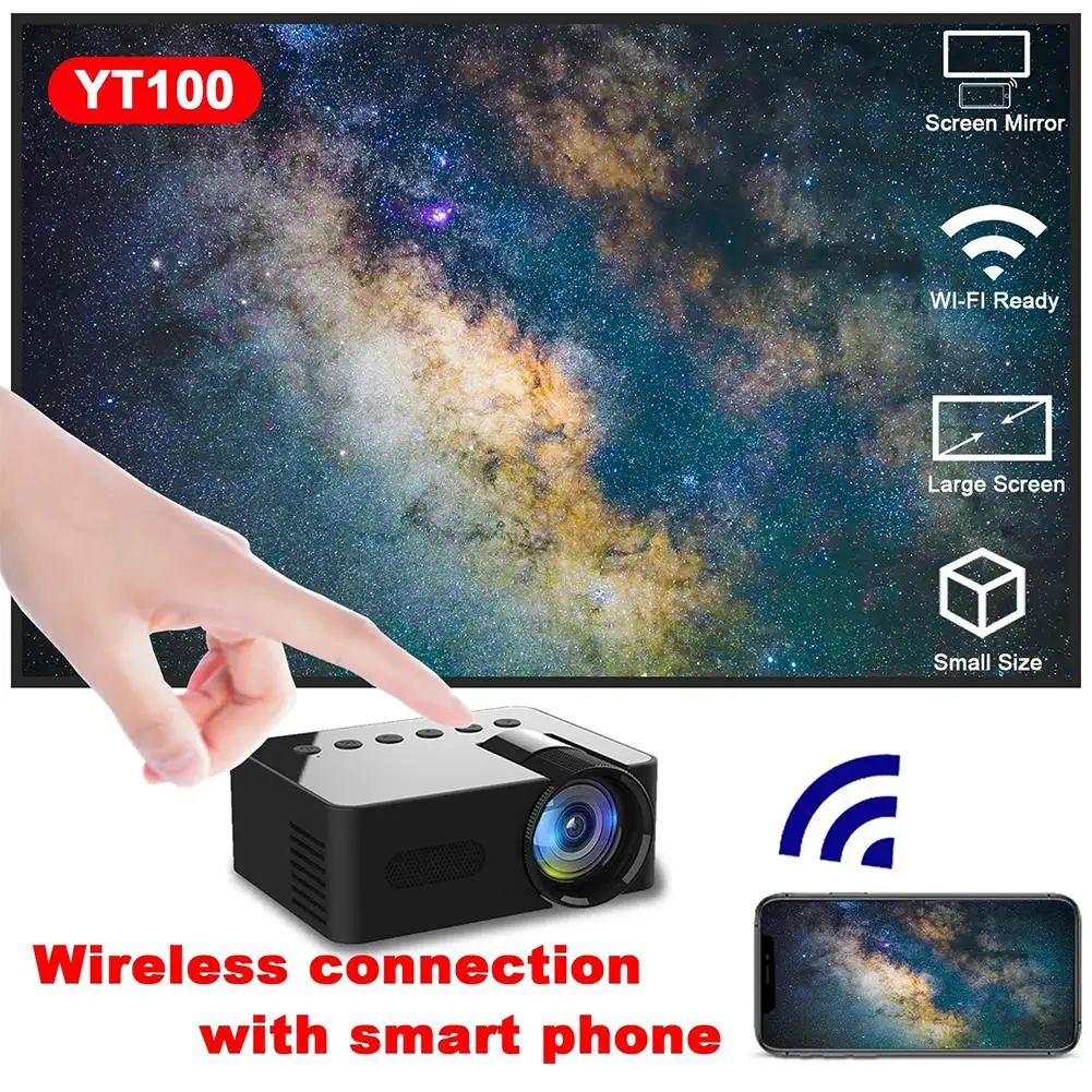 

HD Portable Mini Projector - Enjoy Home Theater Movies Anywhere WiFi With Support C9D4