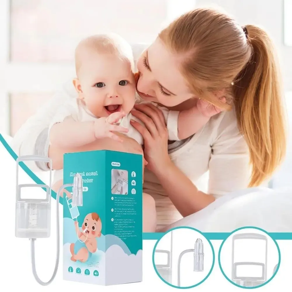 Aspiratore nasale per bambini Manua portatile Controllo unidirezionale Irrigatore nasale riutilizzabile Ventosa per naso per bambini silenziosa non invasiva per bambino
