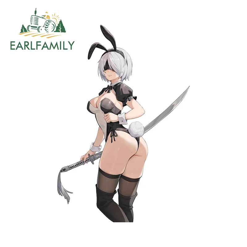 EARLFAMILY 13cm x 8.7cm 2b Nier Stickers Ass Hentai Ahegao NSFW Waifu Succubus Car Accessories Sunscreen Creative Decals