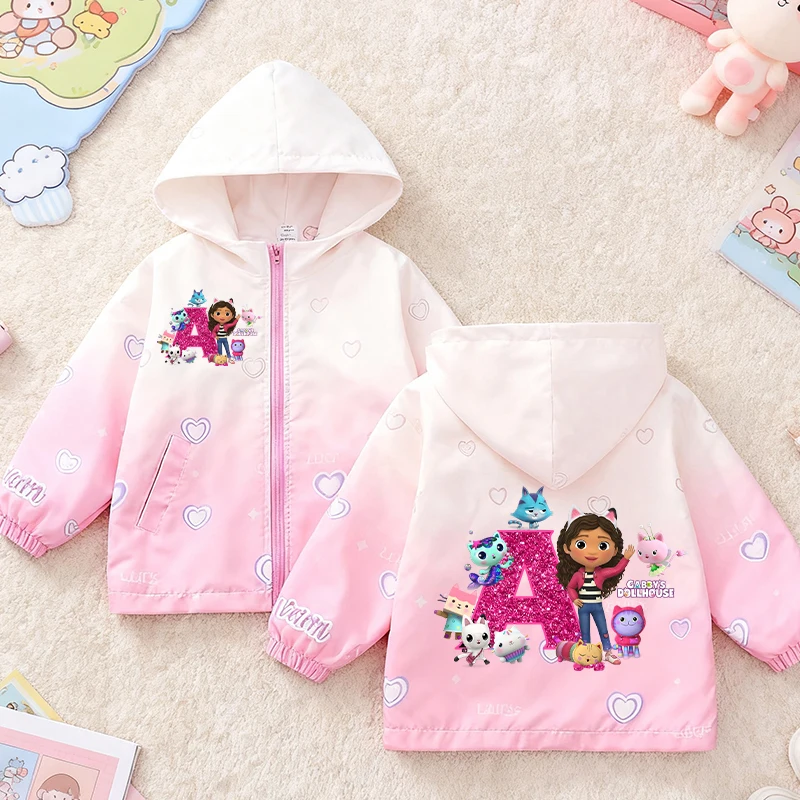 

Gabby Dollhouses Jacket Coats Autumn Girls Fashion Casual Sweatshirt Children Cute Letter Printed Sports Tops Leisure Clothing